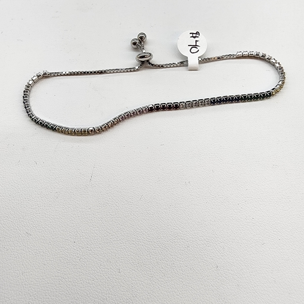 Brand New Sterling Silver 925 Multi Color adjustable Bracelet